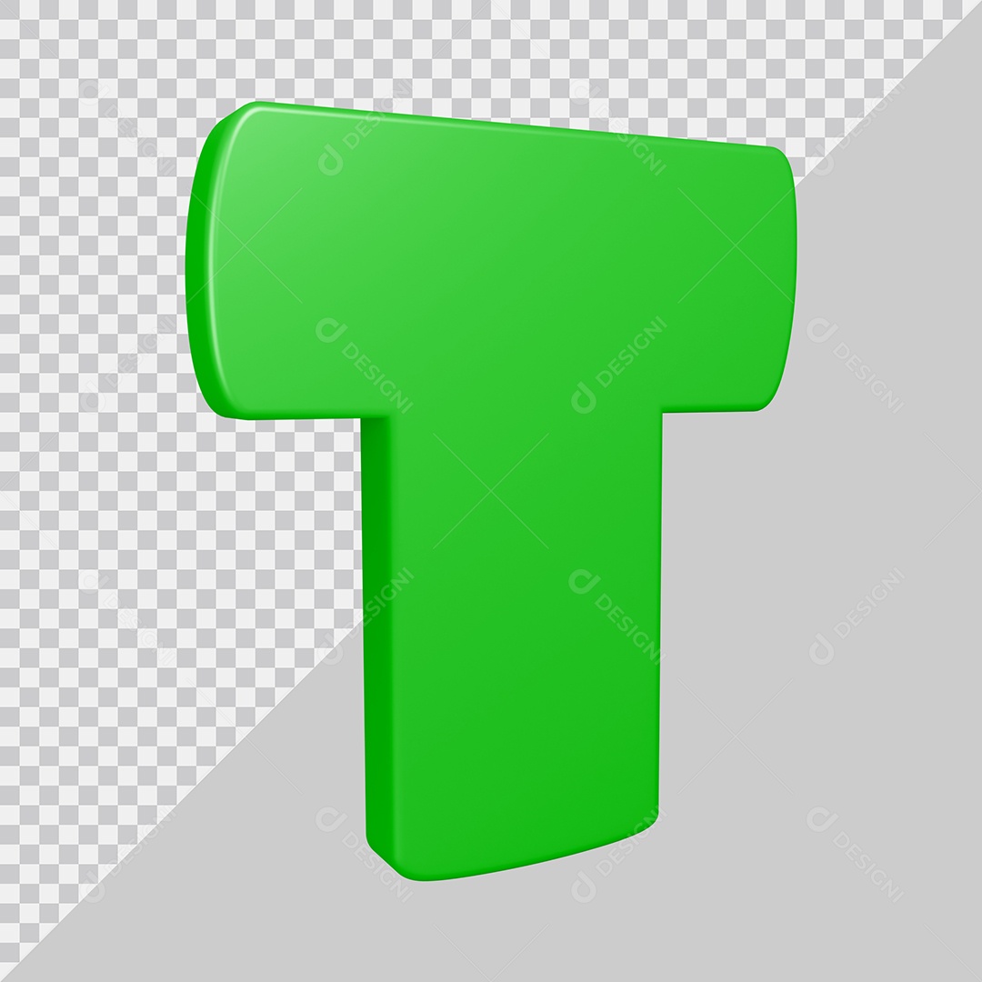 Elemento 3D Para Composição Letra T Verde PSD