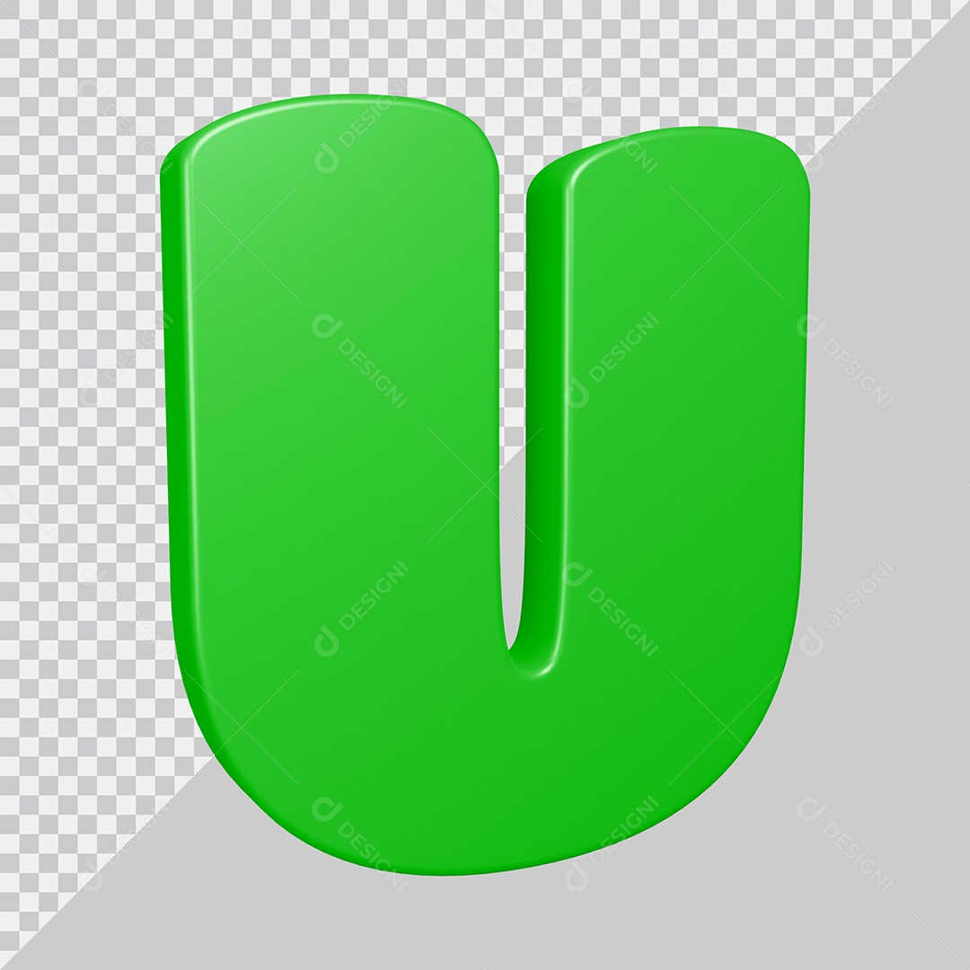 Elemento 3D Para Composição Letra U Verde PSD