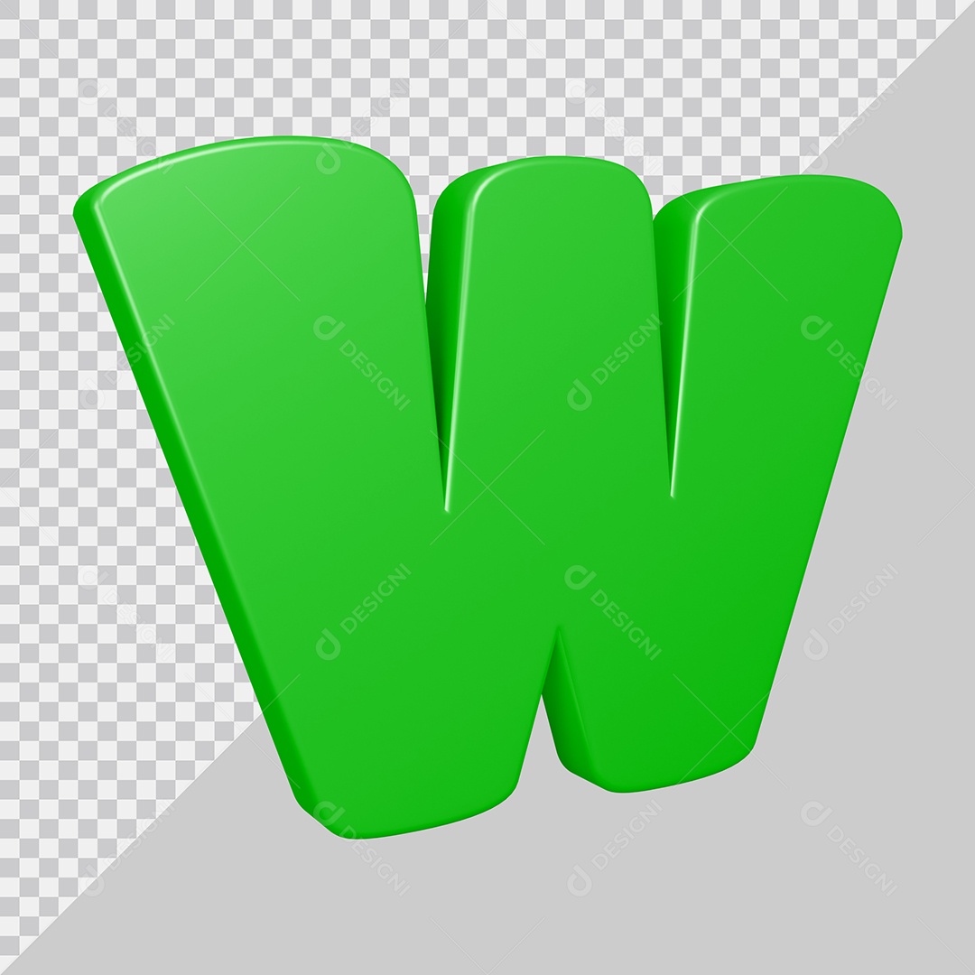 Elemento 3D Para Composição Letra W Verde PSD