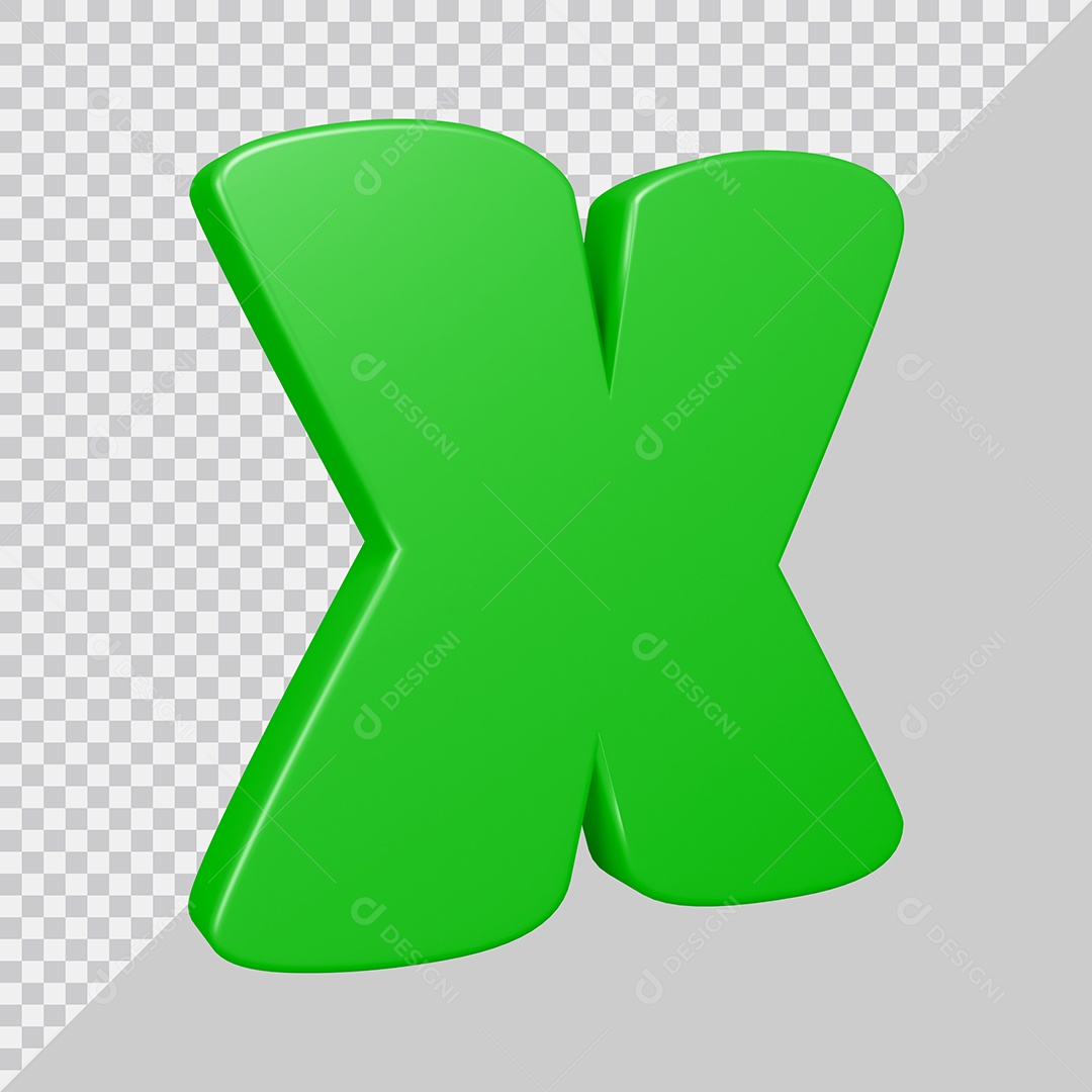 Elemento 3D Para Composição Letra X Verde PSD