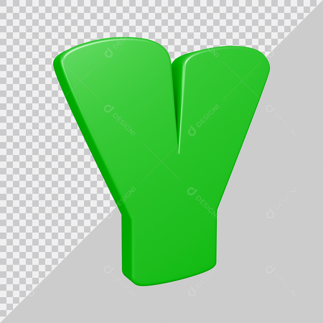 Elemento 3D Para Composição Letra Y Verde PSD