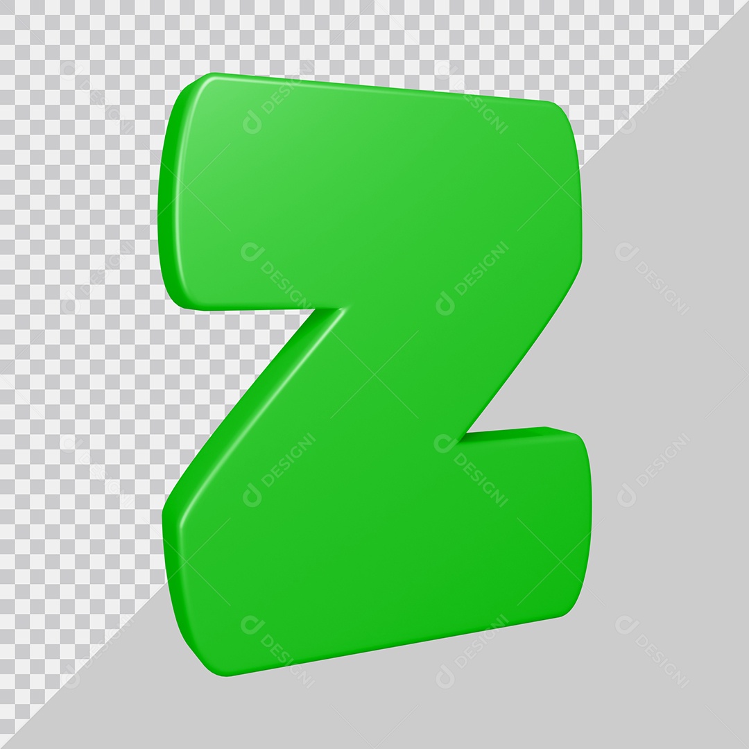 Elemento 3D Para Composição Letra Z Verde PSD