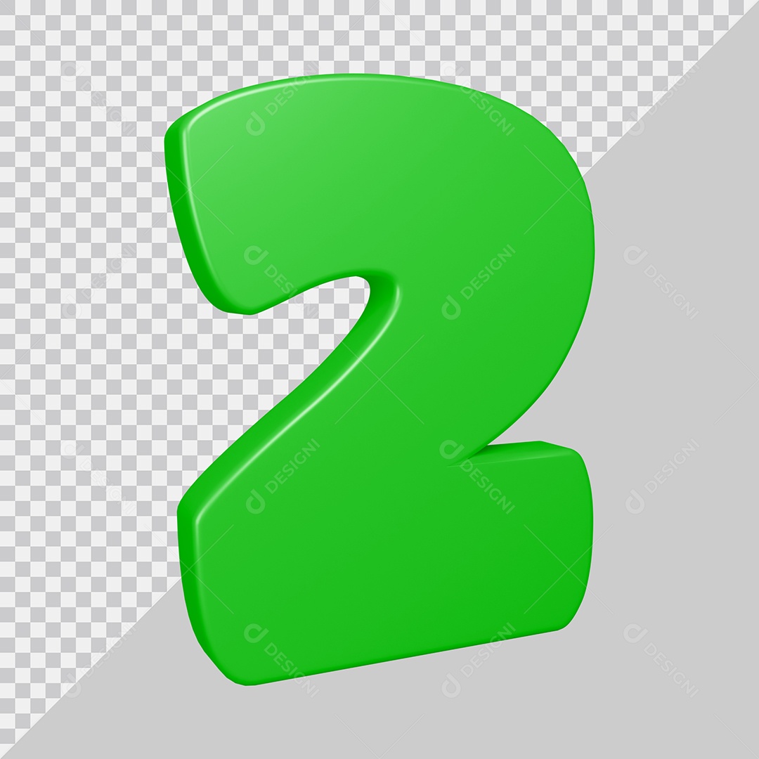 Elemento 3D Para Composição Número 2 Verde PSD
