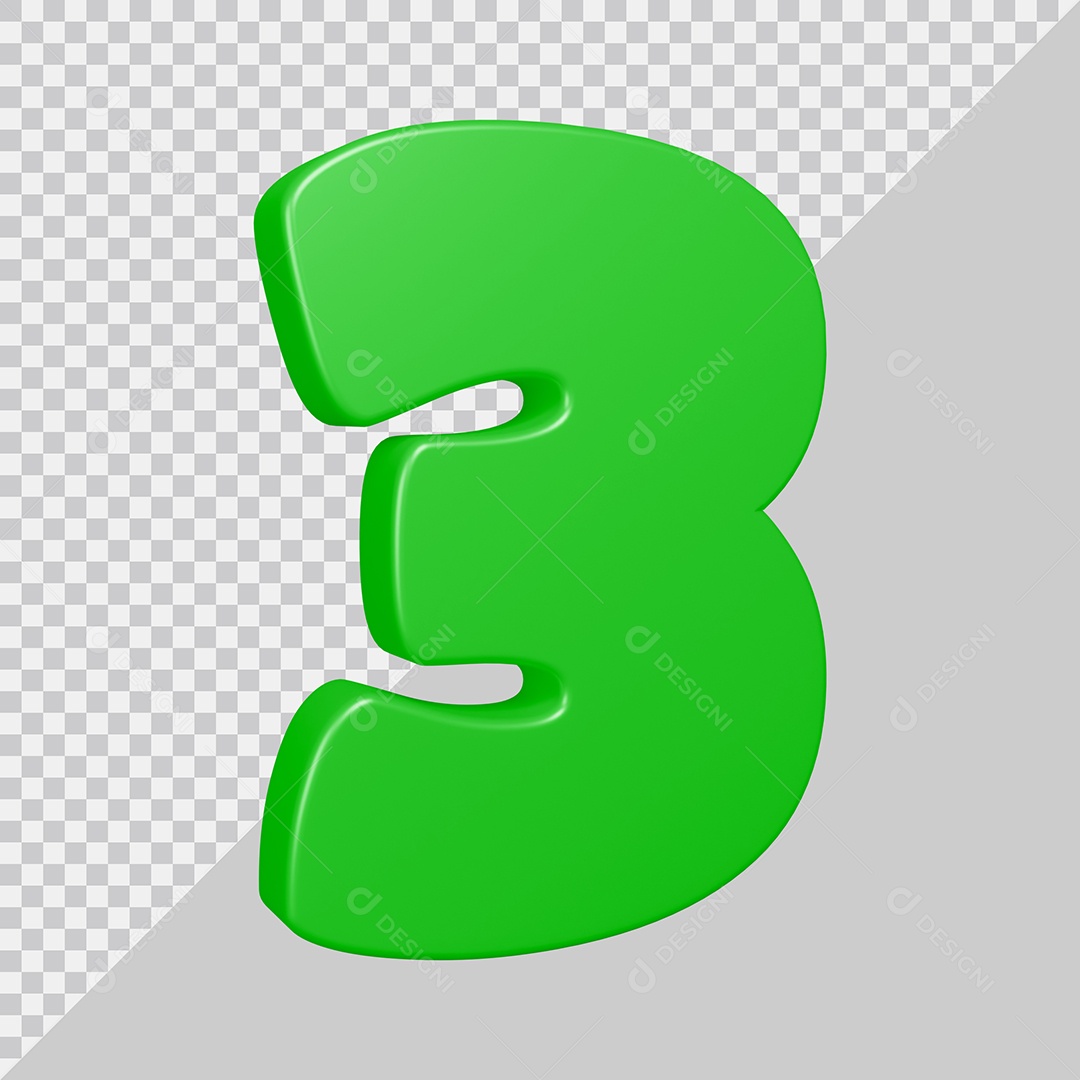 Elemento 3D Para Composição Número 3 Verde PSD
