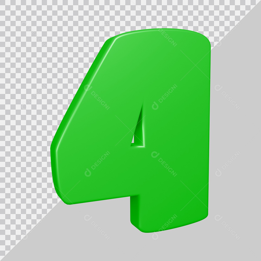 Elemento 3D Para Composição Número 4 Verde PSD
