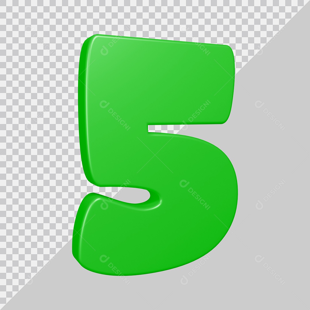 Elemento 3D Para Composição Número 5 Verde PSD