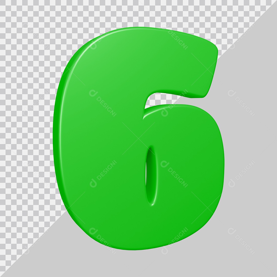 Elemento 3D Para Composição Número 6 Verde PSD