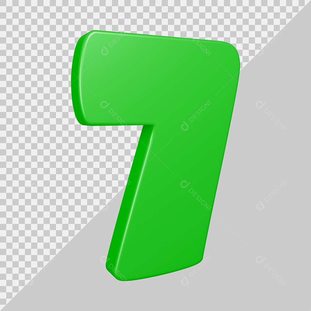 Elemento 3D Para Composição Número 7 Verde PSD