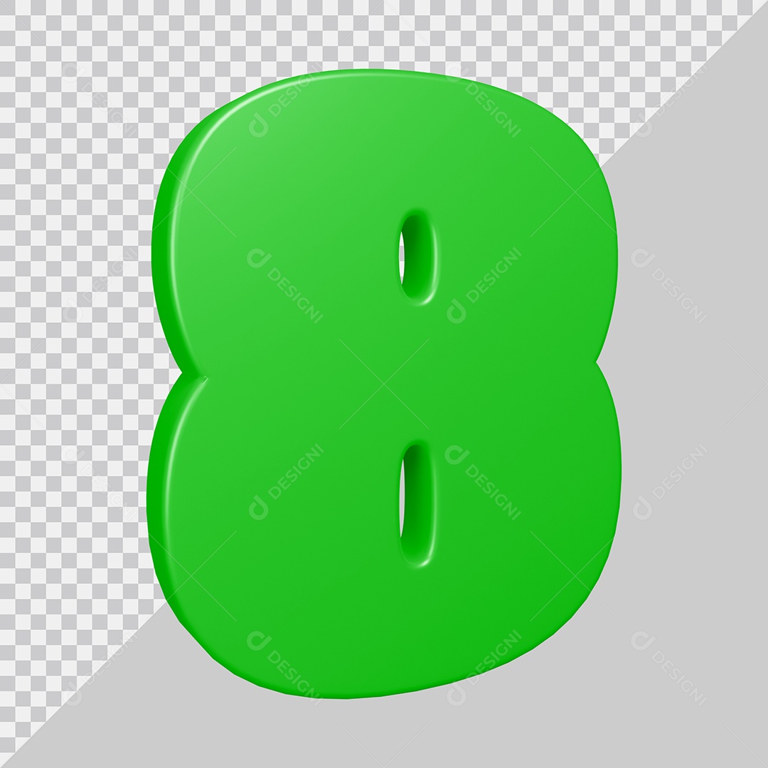 Elemento 3D Para Composição Número 8 Verde PSD