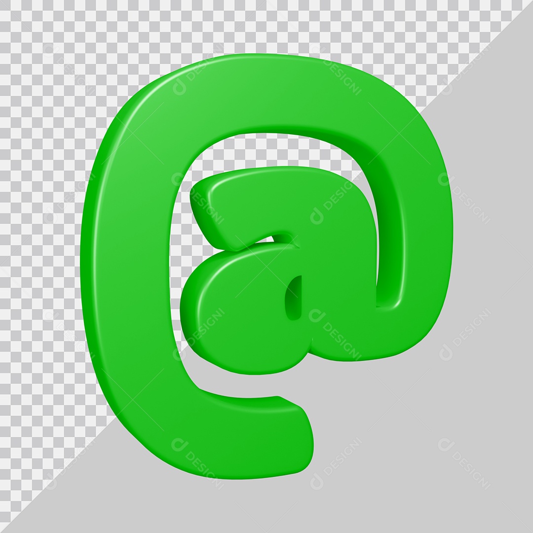 Elemento 3D Para Composição Símbolo Arroba Verde PSD