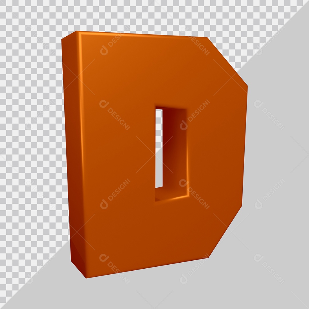 Elemento 3D Para Composição Letra D Marrom PSD