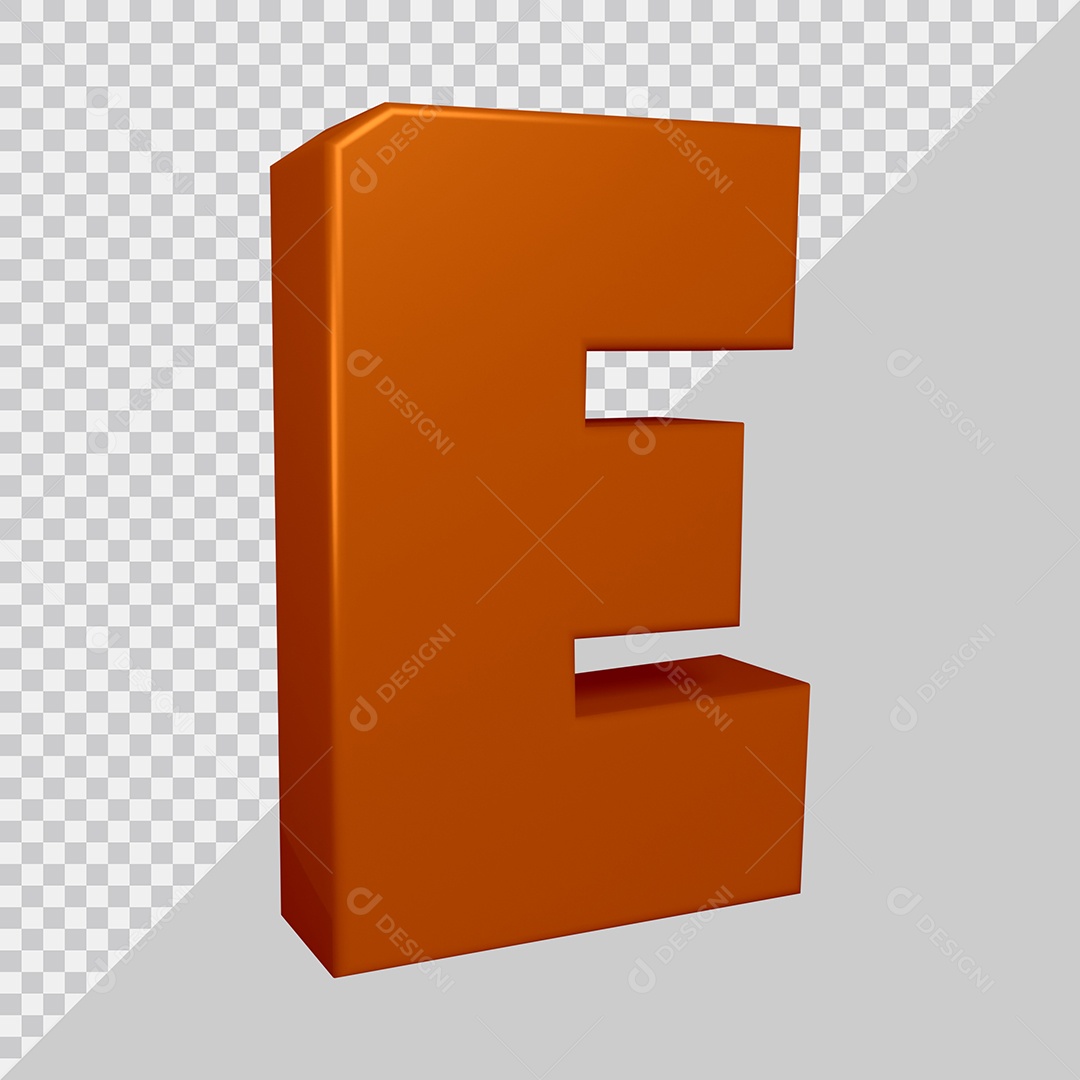 Elemento 3D Para Composição Letra E Marrom PSD