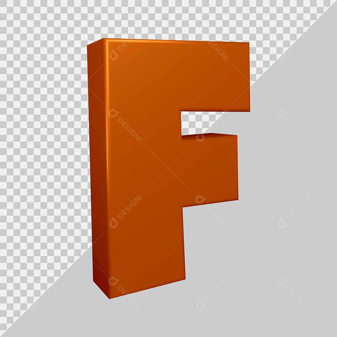 Elemento 3D Para Composição Letra F Marrom PSD