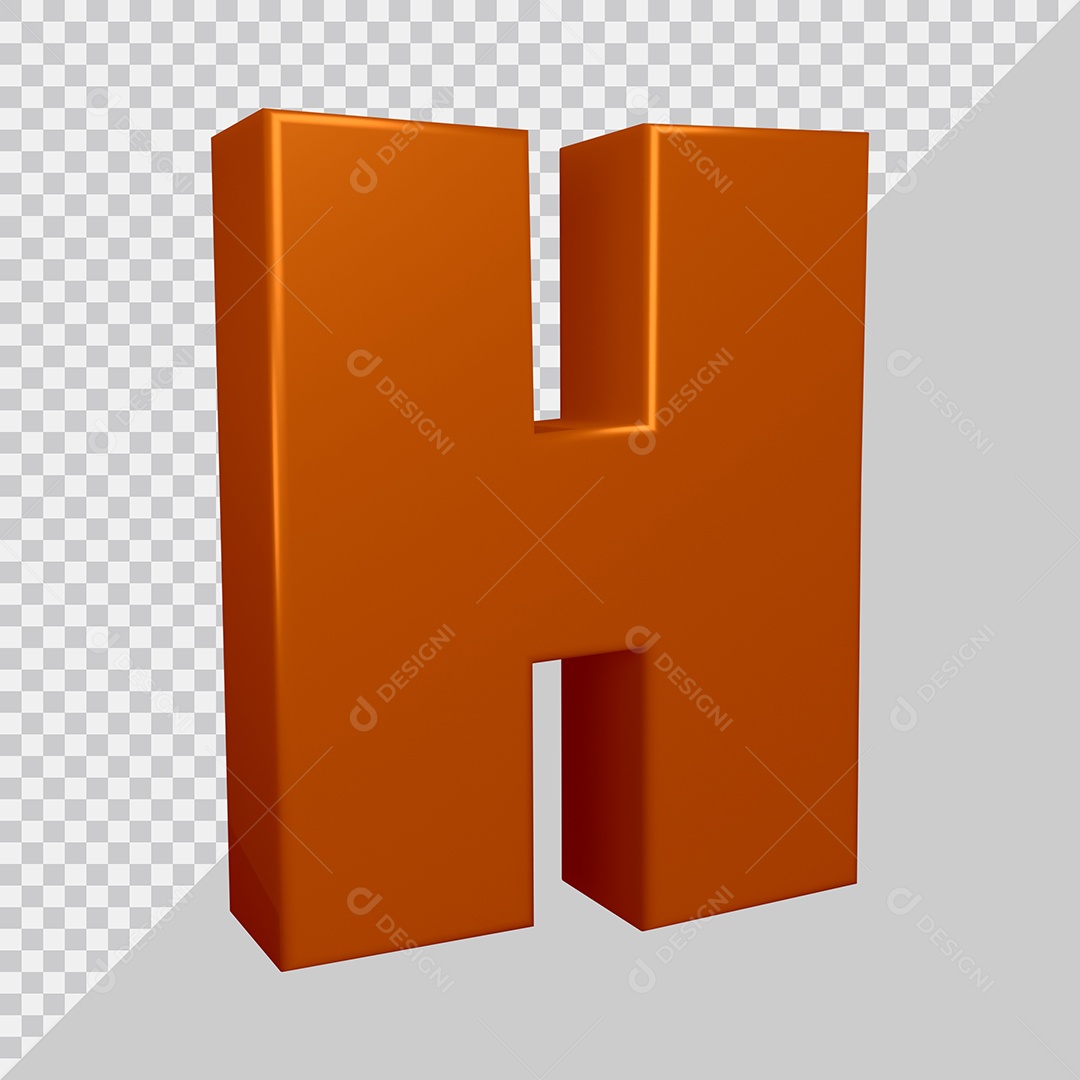 Elemento 3D Para Composição Letra H Marrom PSD