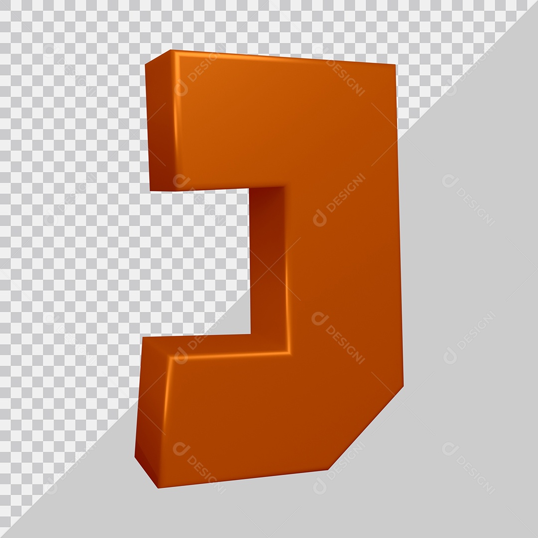 Elemento 3D Para Composição Letra J Marrom PSD