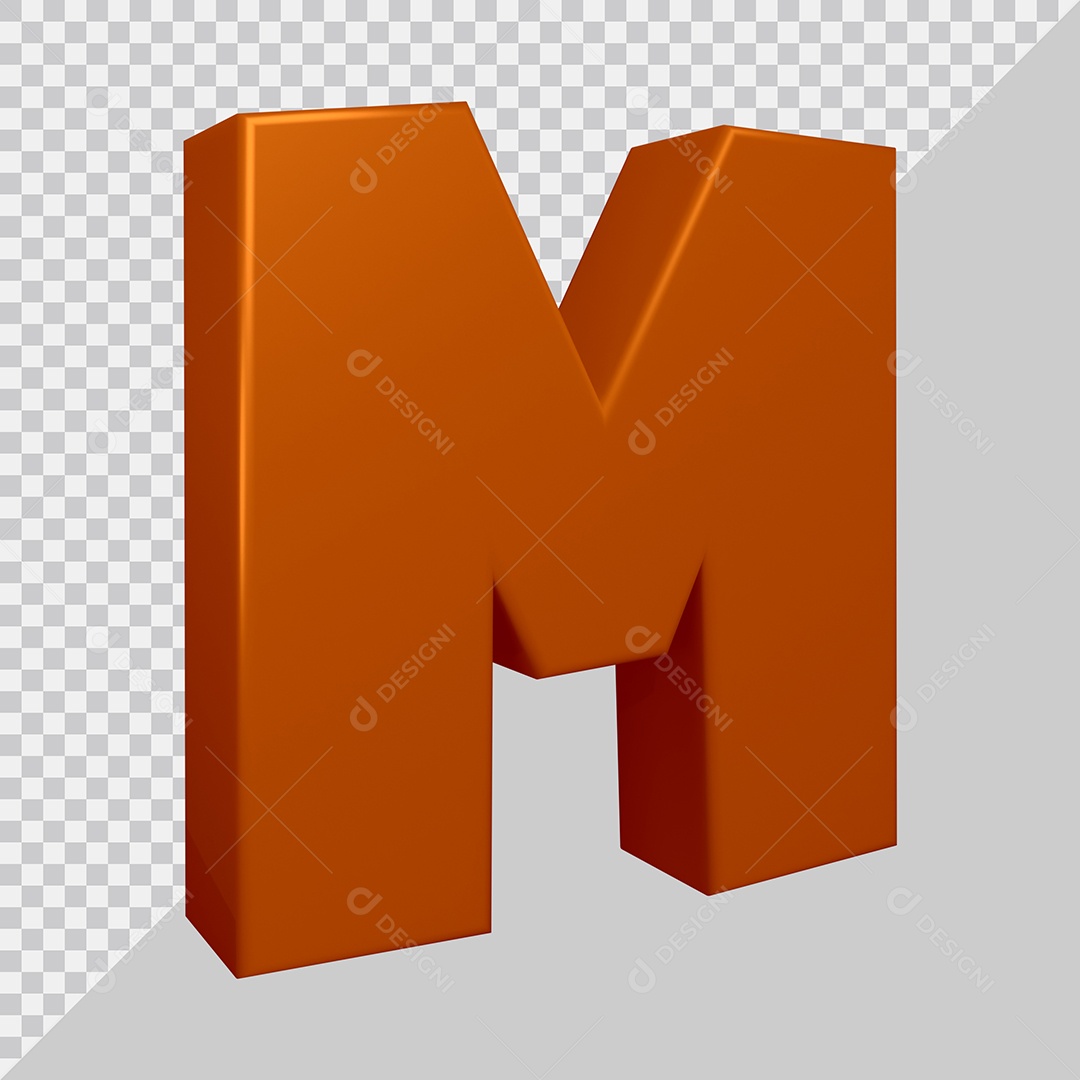 Elemento 3D Para Composição Letra M Marrom PSD