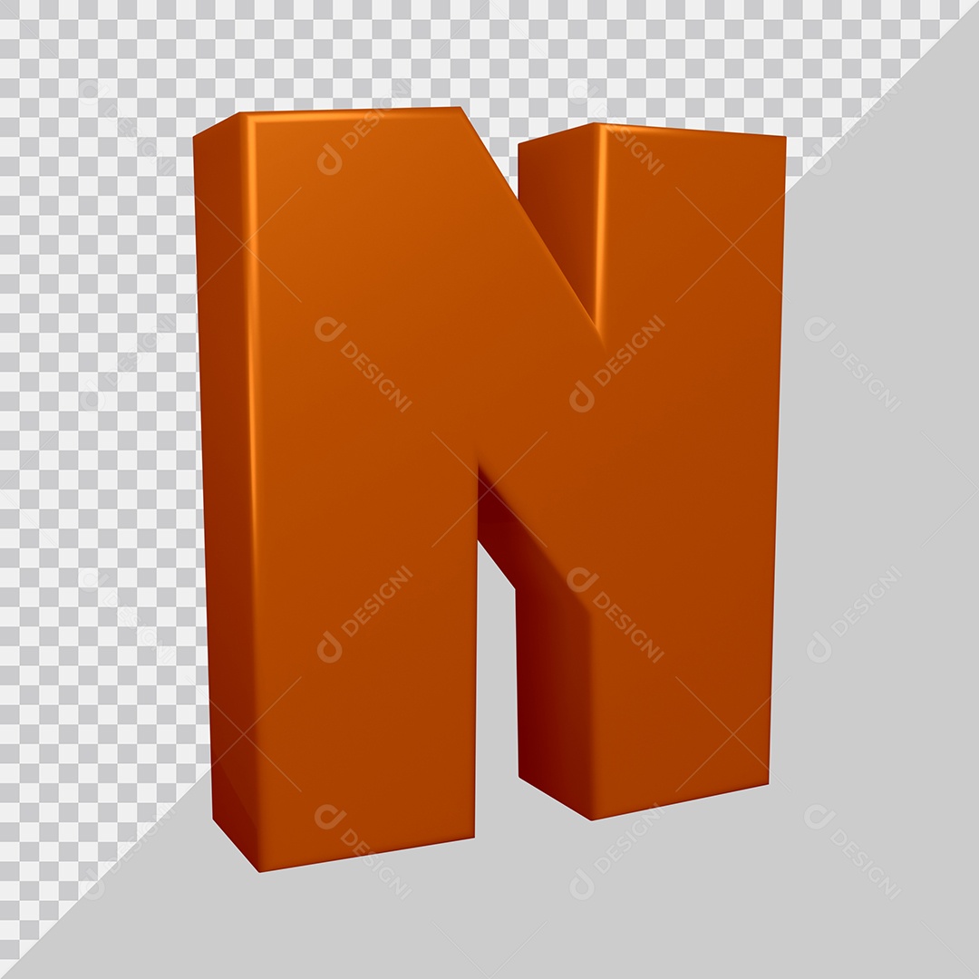 Elemento 3D Para Composição Letra N Marrom PSD