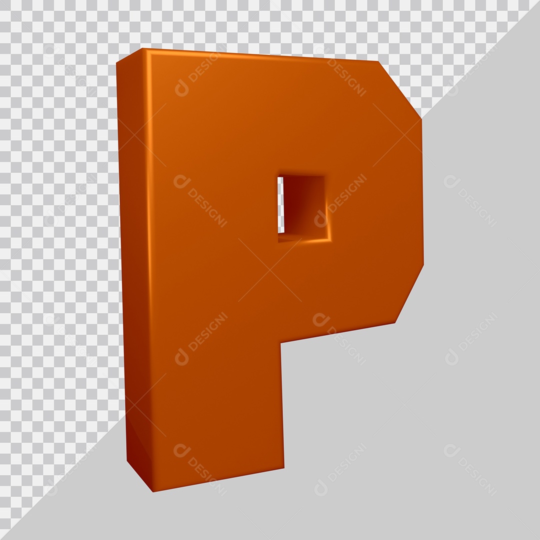 Elemento 3D Para Composição Letra P Marrom PSD