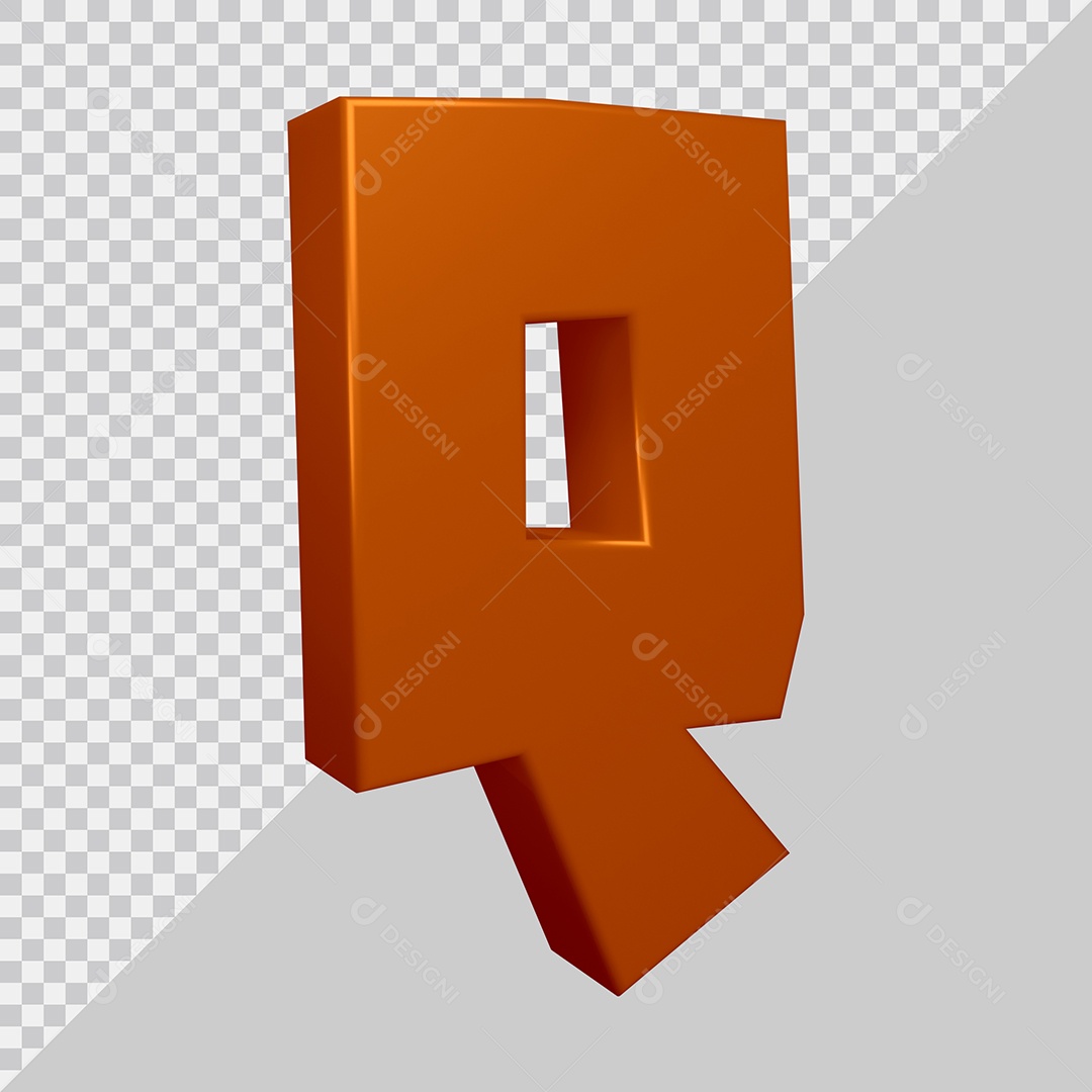 Elemento 3D Para Composição Letra Q Marrom PSD