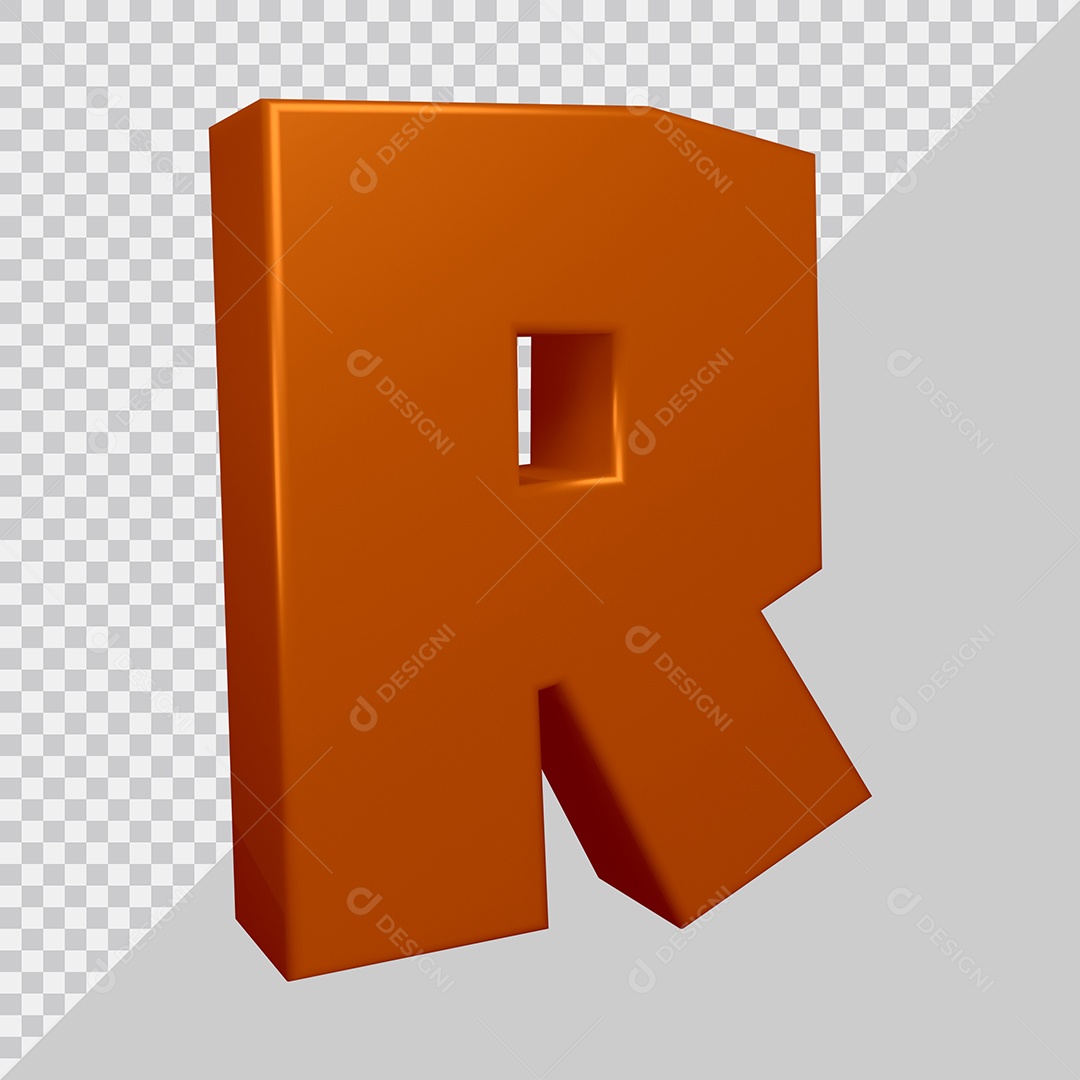 Elemento 3D Para Composição Letra R Marrom PSD