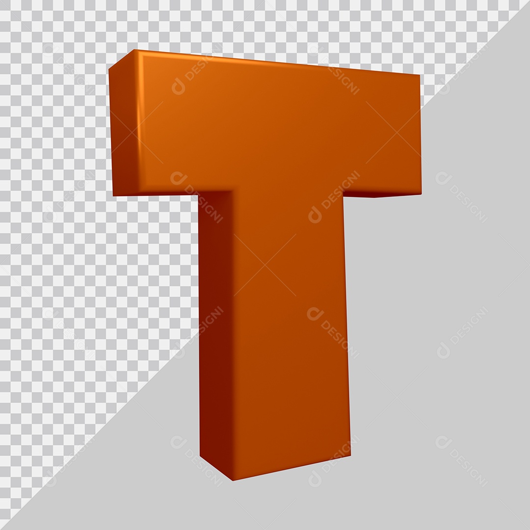 Elemento 3D Para Composição Letra T Marrom PSD
