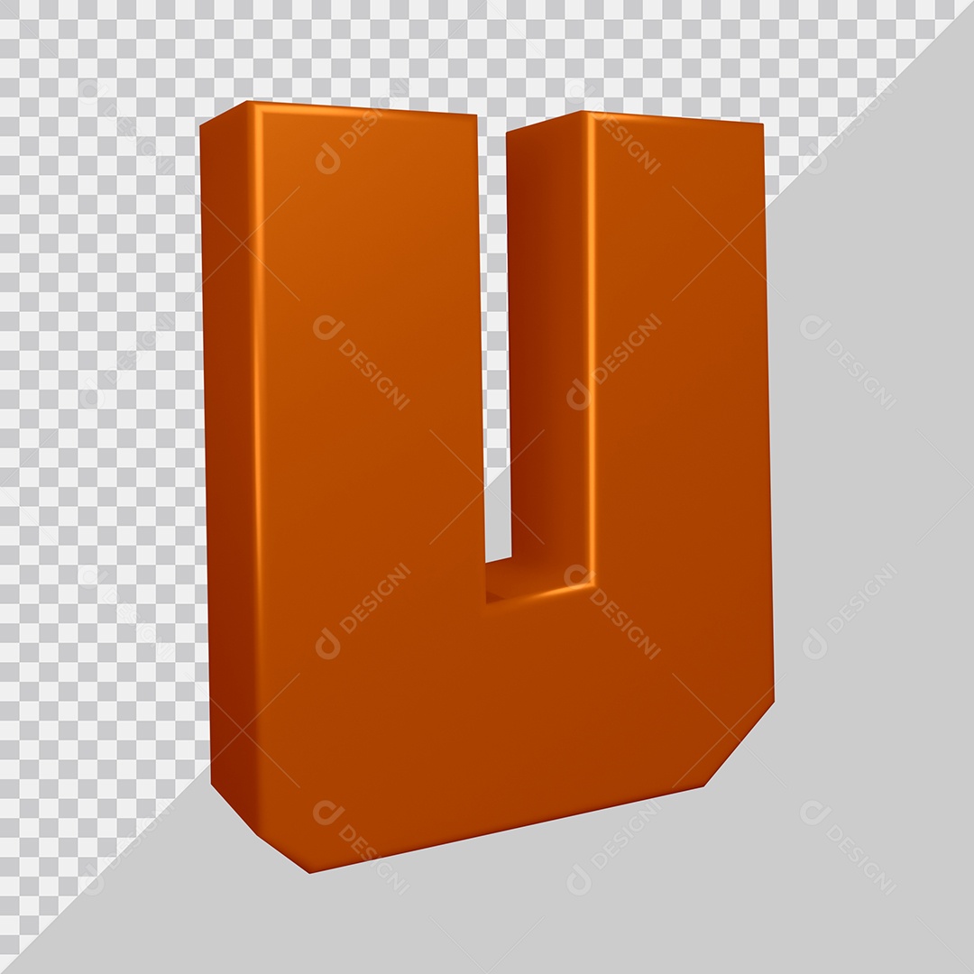 Elemento 3D Para Composição Letra U Marrom PSD