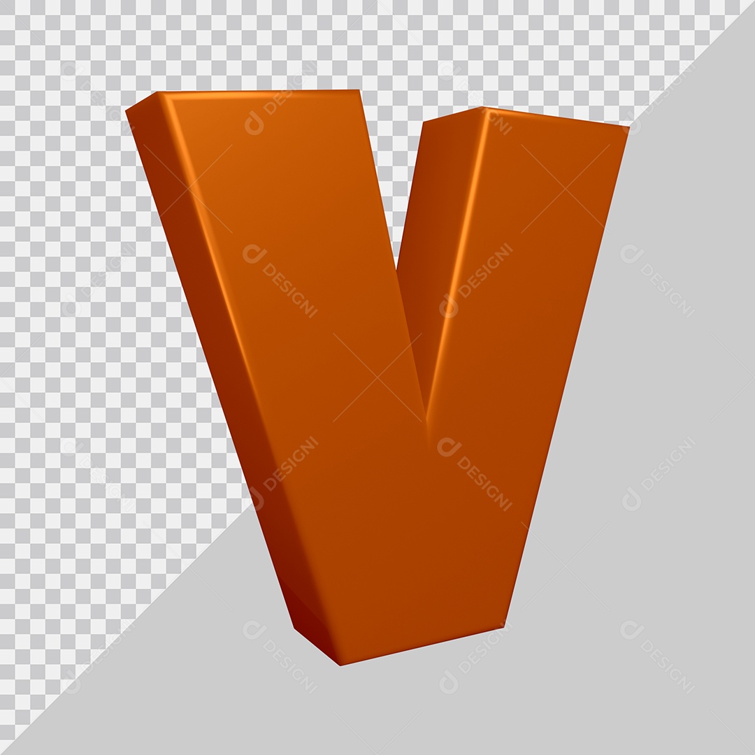 Elemento 3D Para Composição Letra V Marrom PSD