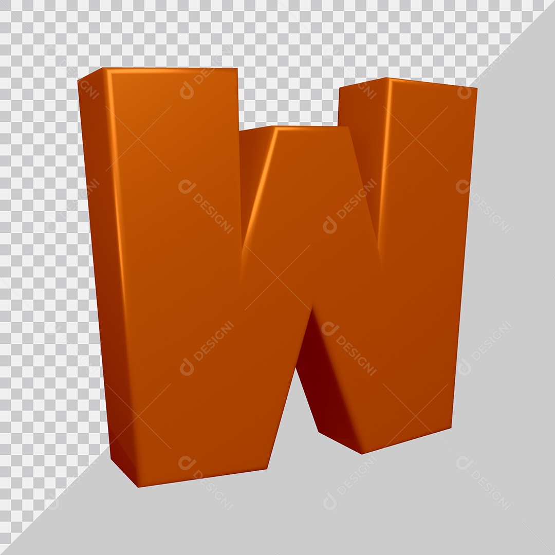 Elemento 3D Para Composição Letra W Marrom PSD