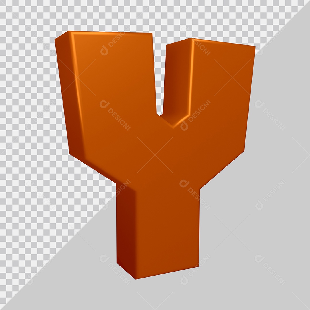 Elemento 3D Para Composição Letra Y Marrom PSD