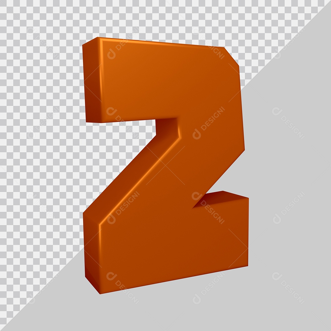 Elemento 3D Para Composição Número 2 Marrom PSD