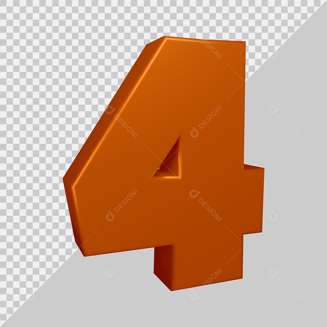Elemento 3D Para Composição Número 4 Marrom PSD