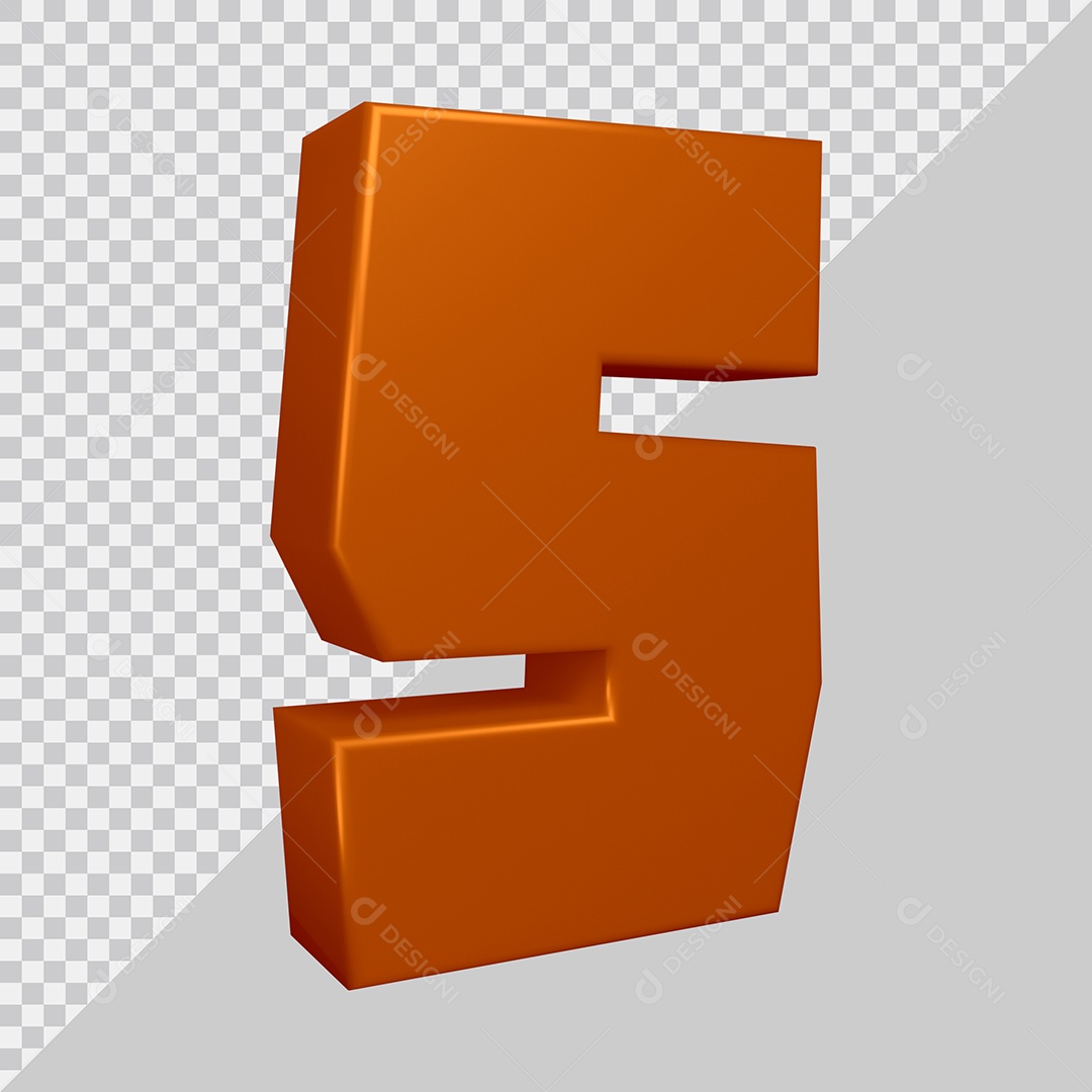 Elemento 3D Para Composição Número 5 Marrom PSD