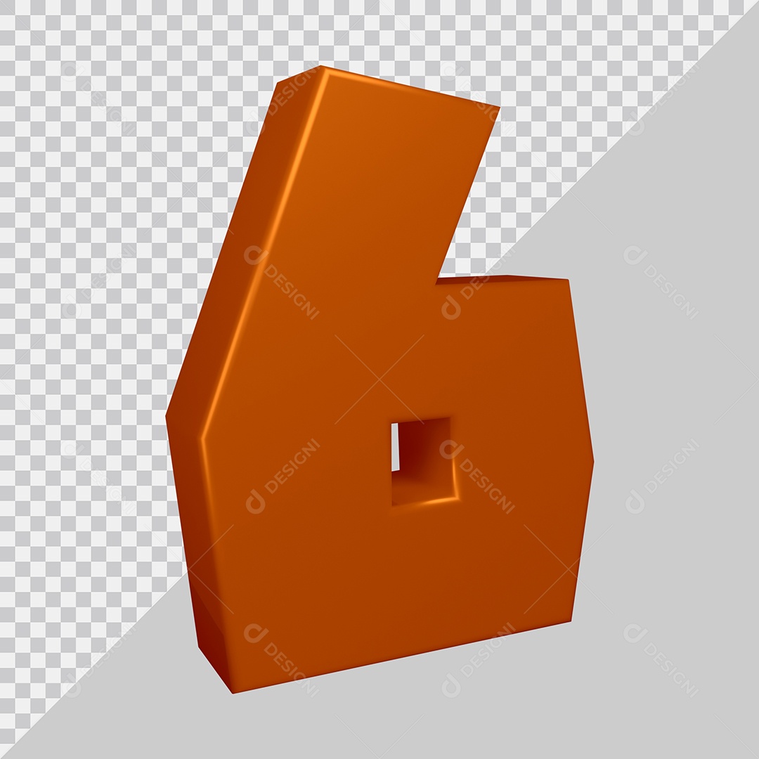 Elemento 3D Para Composição Número 6 Marrom PSD