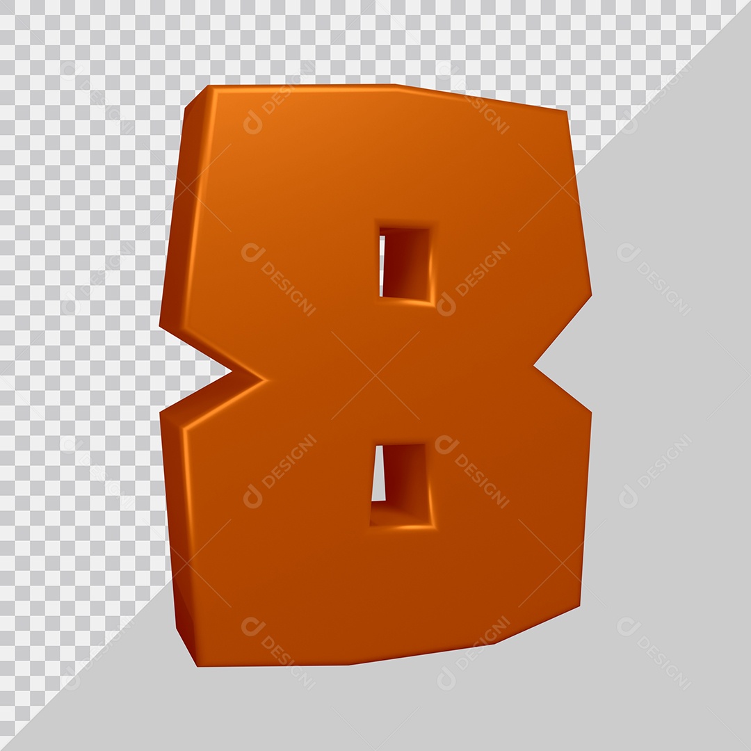 Elemento 3D Para Composição Número 8 Marrom PSD