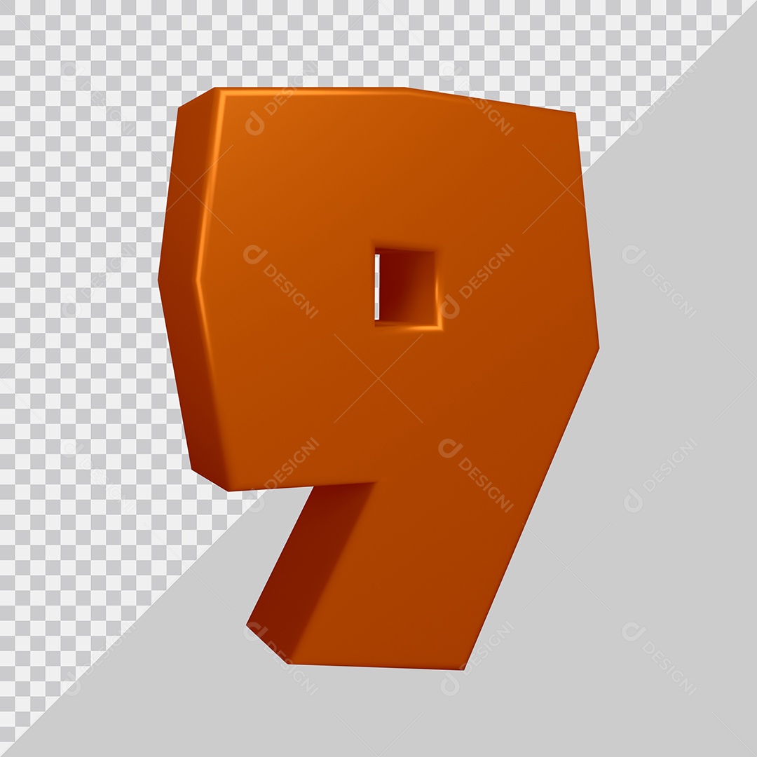 Elemento 3D Para Composição Número 9 Marrom PSD