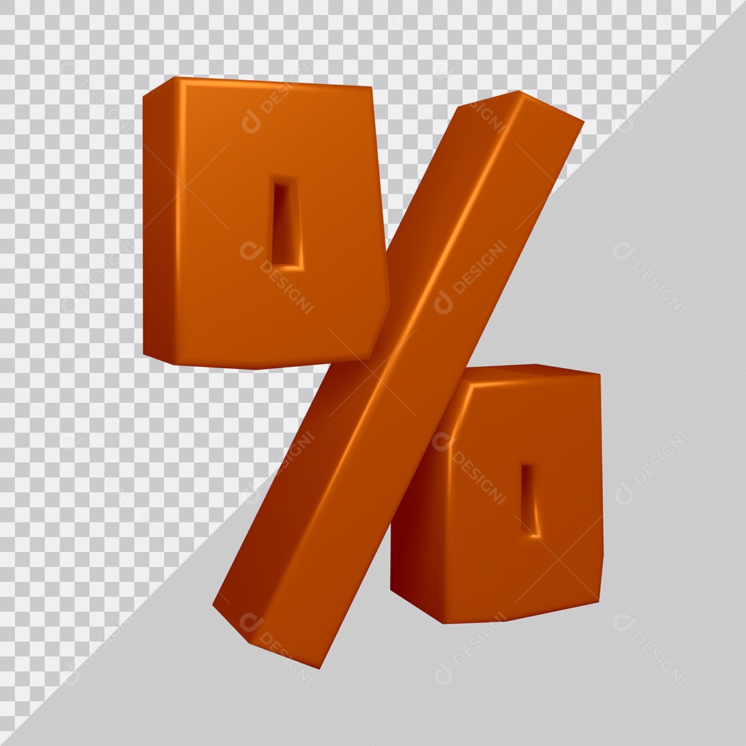 Elemento 3D Para Composição Símbolo de Porcentagem Marrom PSD