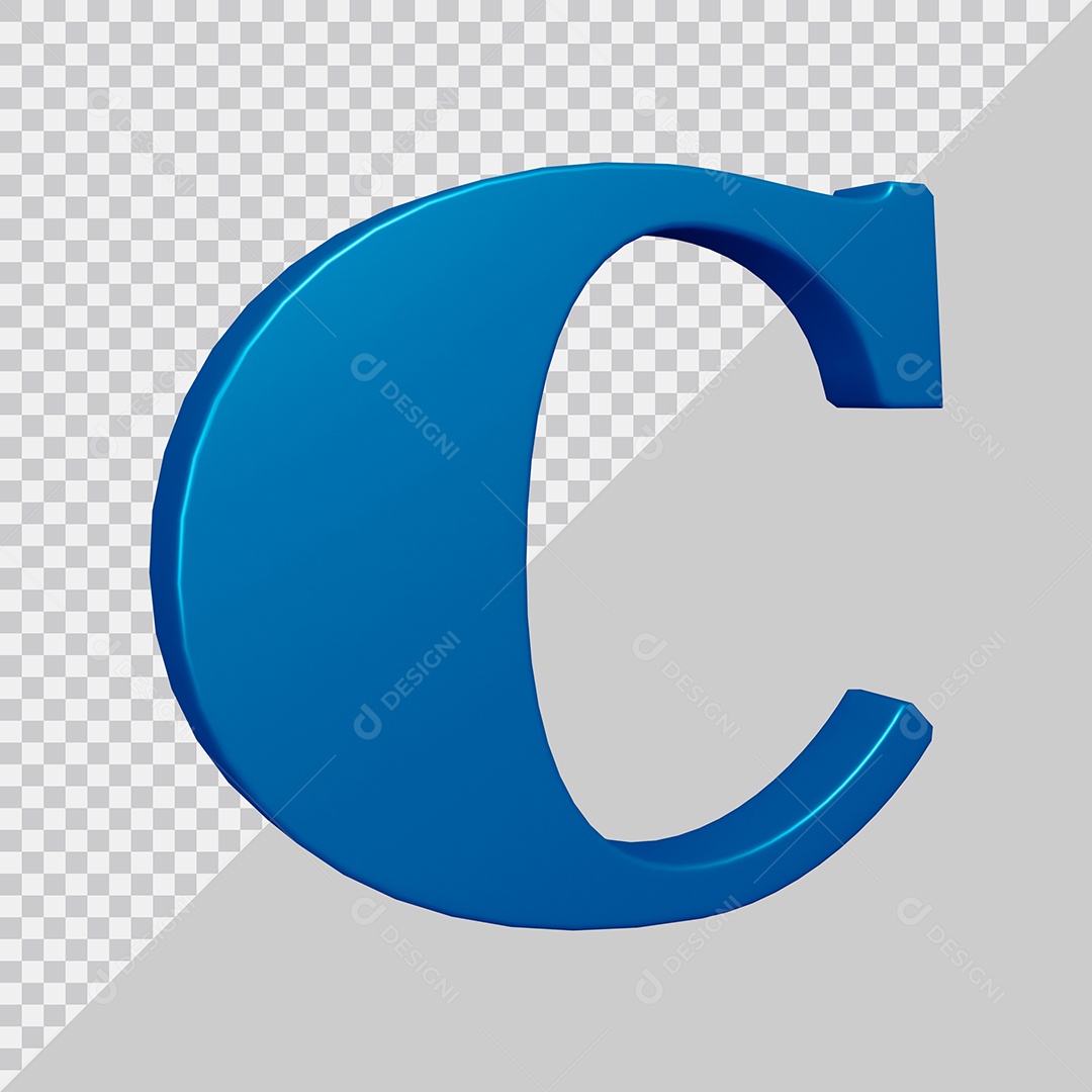 Elemento 3D Para Composição Letra C Azul PSD