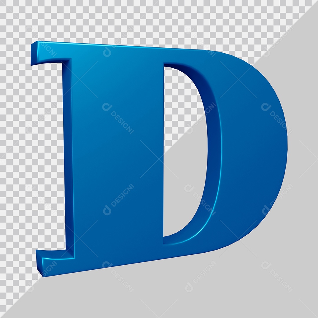 Elemento 3D Para Composição Letra D Azul PSD