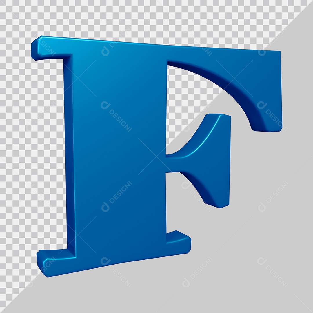Elemento 3D Para Composição Letra F Azul PSD