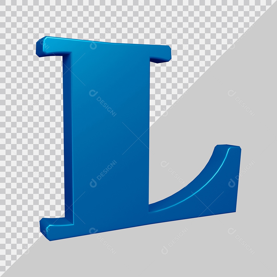 Elemento 3D Para Composição Letra L Azul PSD