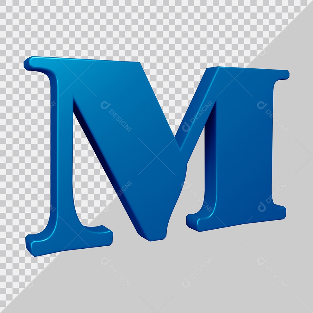 Elemento 3D Para Composição Letra M Azul PSD