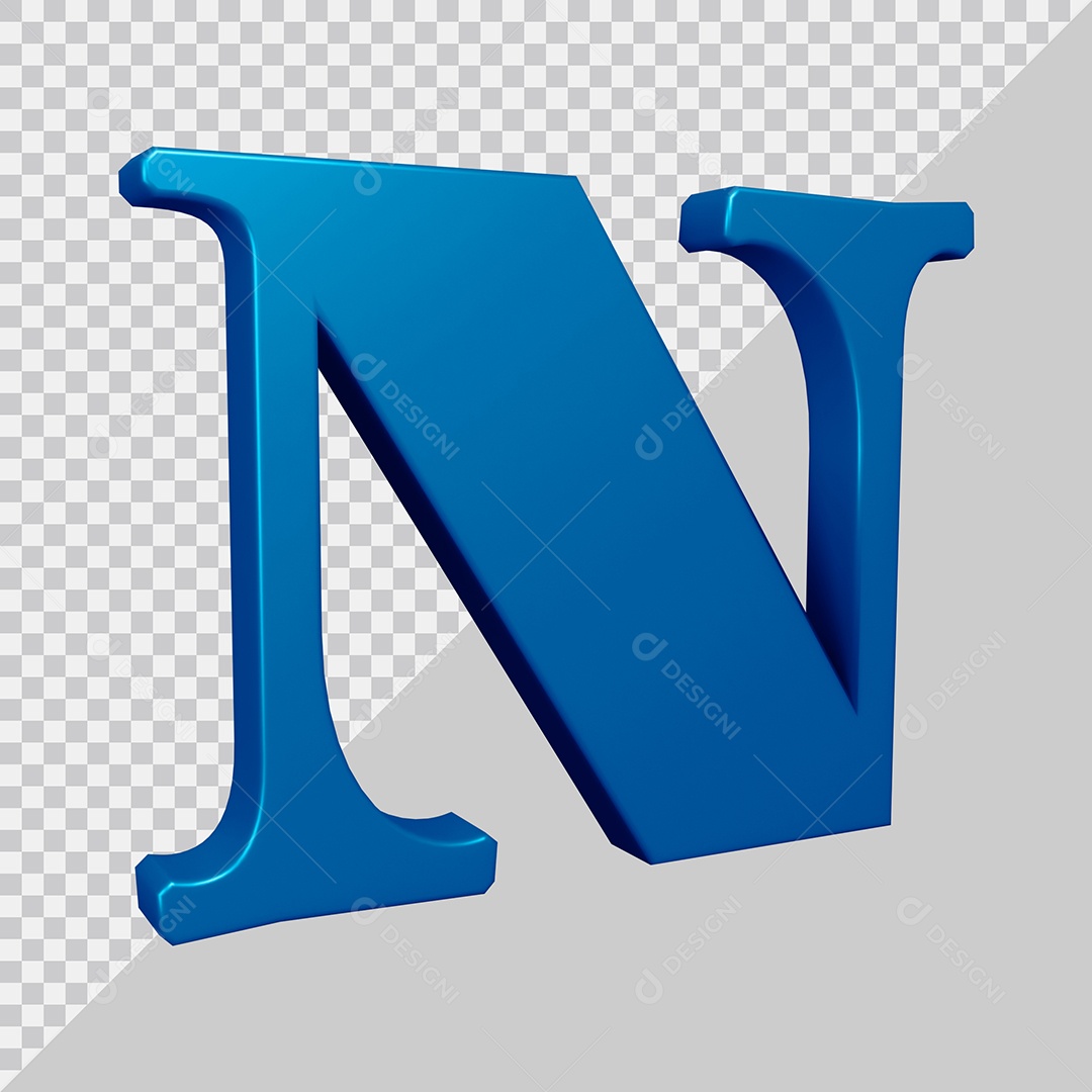 Elemento 3D Para Composição Letra N Azul PSD