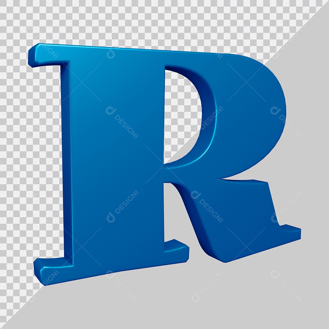 Elemento 3D Para Composição Letra R Azul PSD