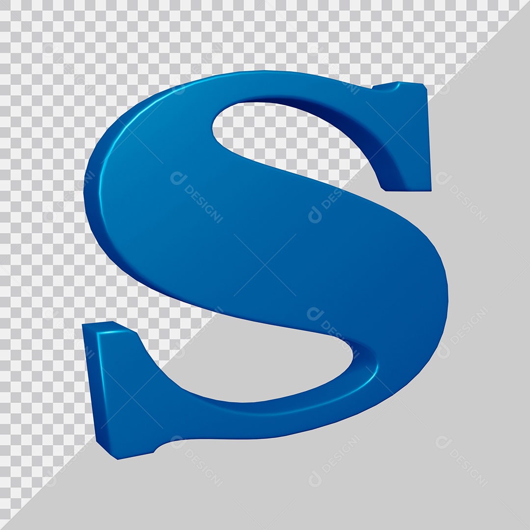 Elemento 3D Para Composição Letra S Azul PSD