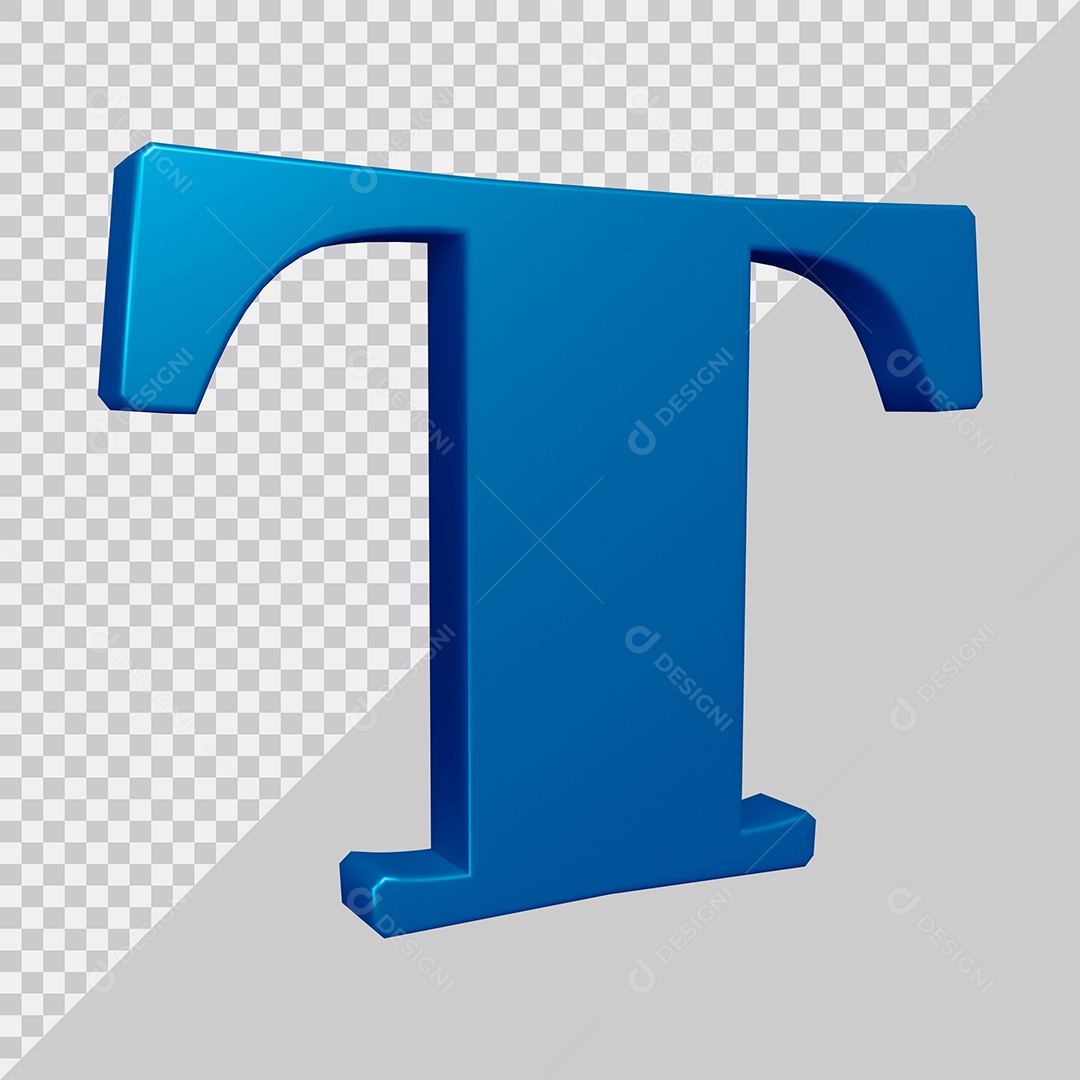 Elemento 3D Para Composição Letra T Azul PSD
