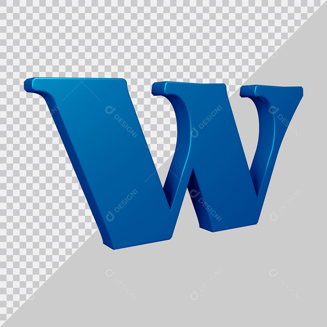 Elemento 3D Para Composição Letra W Azul PSD