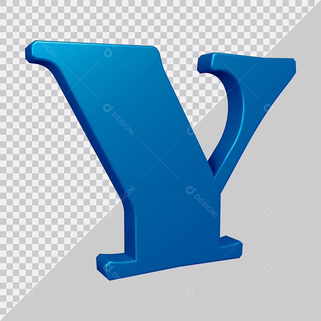 Elemento 3D Para Composição Letra Y Azul PSD