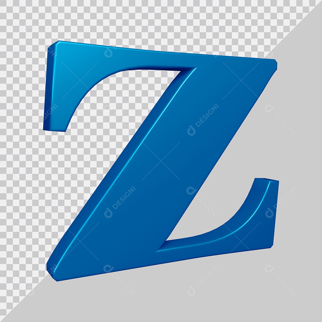 Elemento 3D Para Composição Letra Z Azul PSD