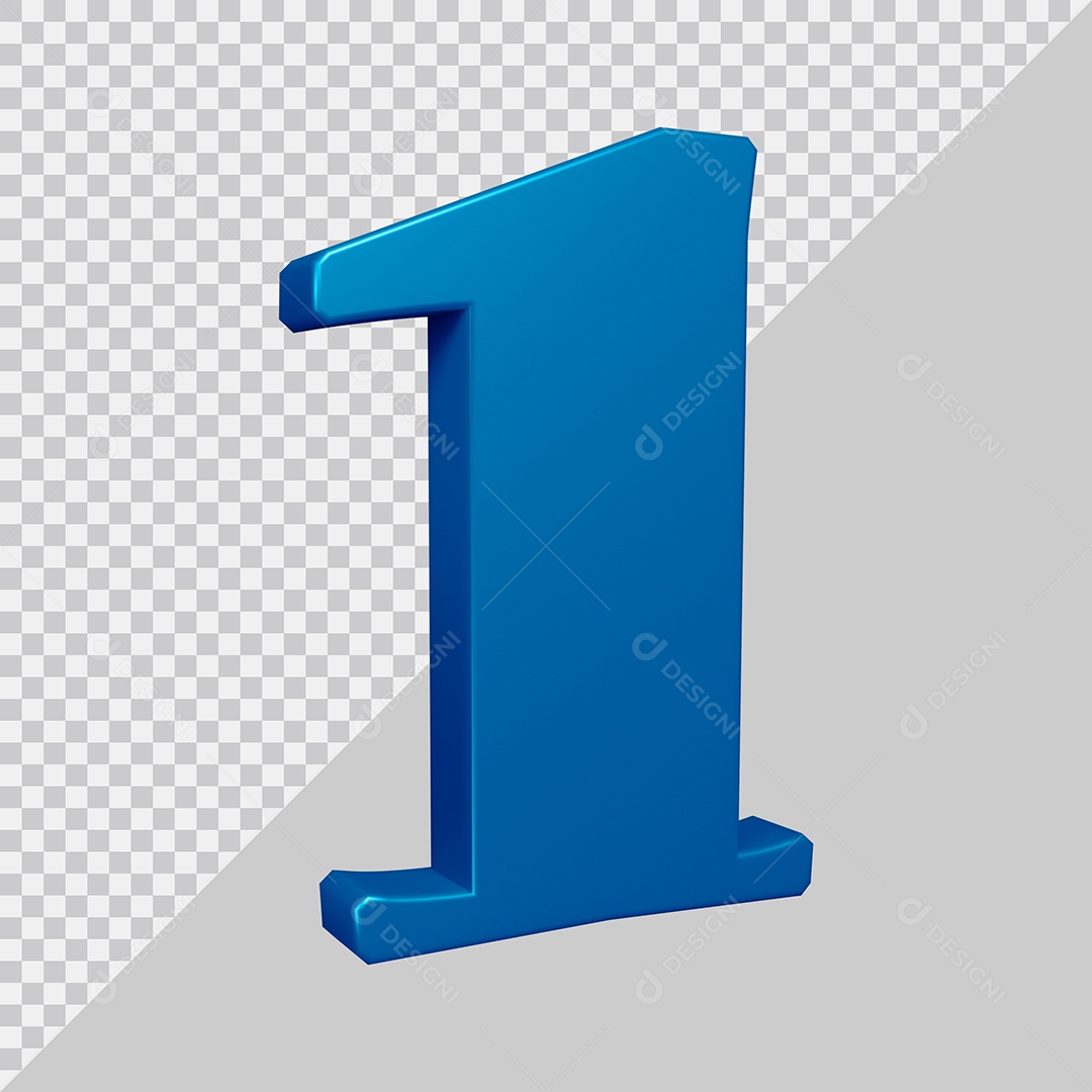 Elemento 3D Para Composição Número 1 Azul PSD