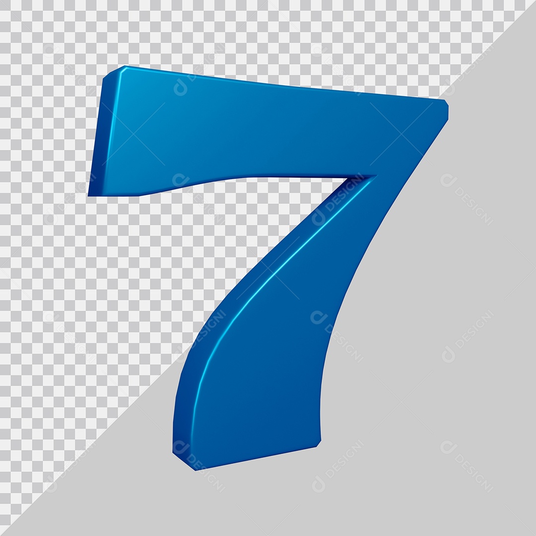 Elemento 3D Para Composição Número 7 Azul PSD